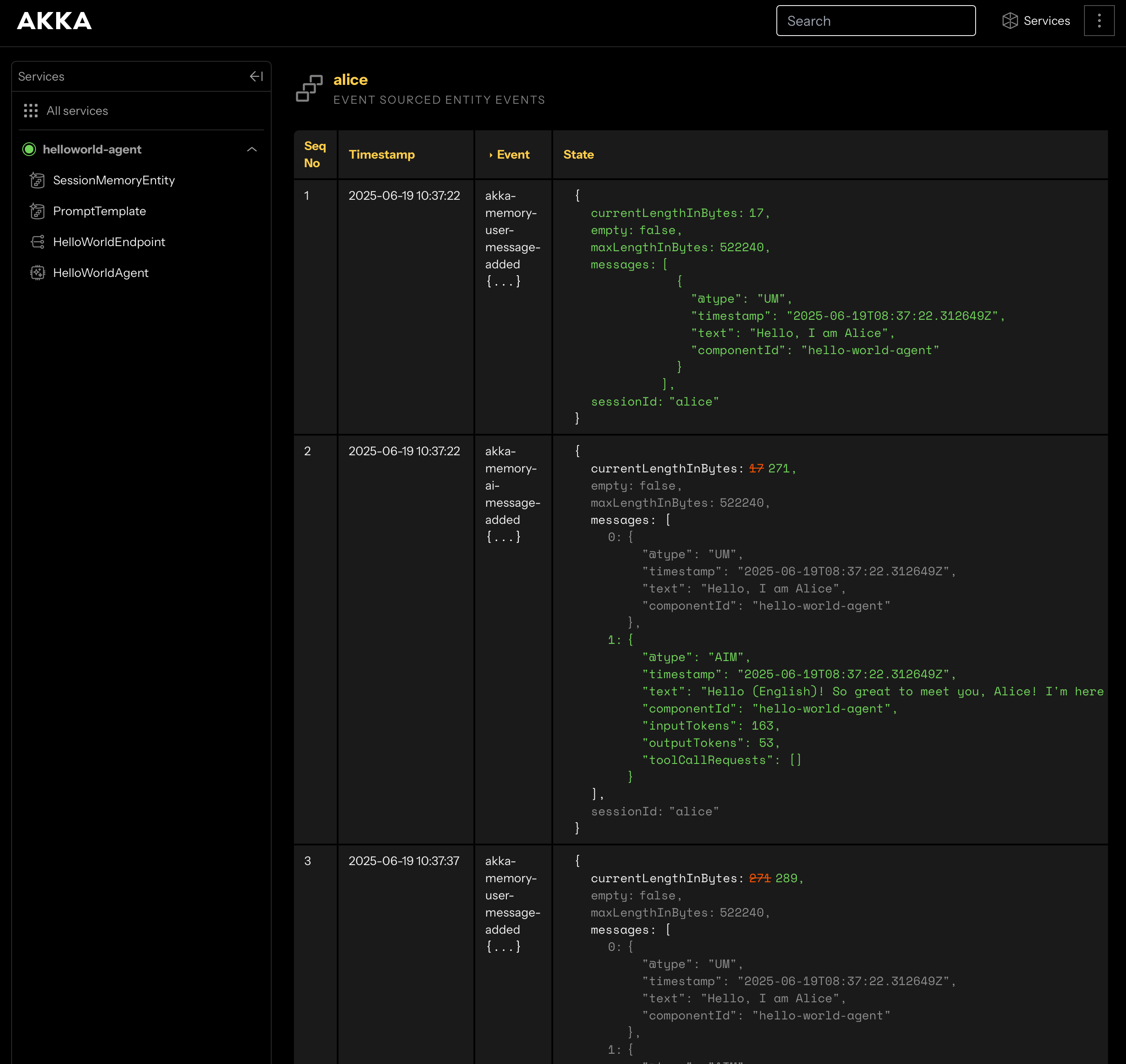 hello world session memory
